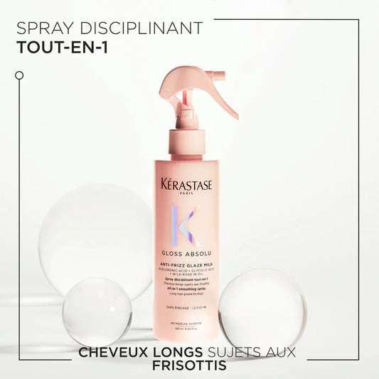 Anti-Frizz Glaze Milk Spray thermique pour cheveux longs sujet aux frisottis 190 ml Gloss Absolu - Kérastase