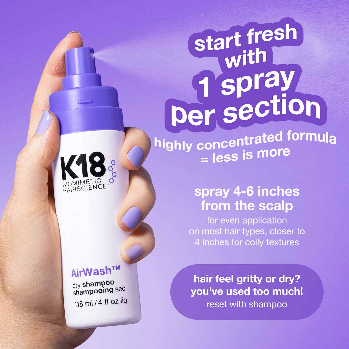 Shampoing Sec AirWash format voyage 48 ml - K18