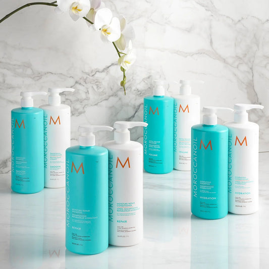Shampoing réparateur hydratant pour cheveux abîmés 1L - Moroccanoil