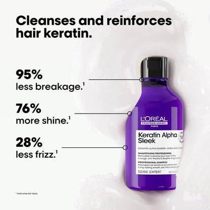 Shampoing Lissant & Disciplinant 1000 ml Kératine Alpha Sleek - LOréal Professionnel