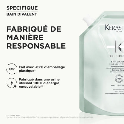 Recharge Bain Divalent Shampoing pour cuir chevelu gras 500 ml Spécifique - Kérastase