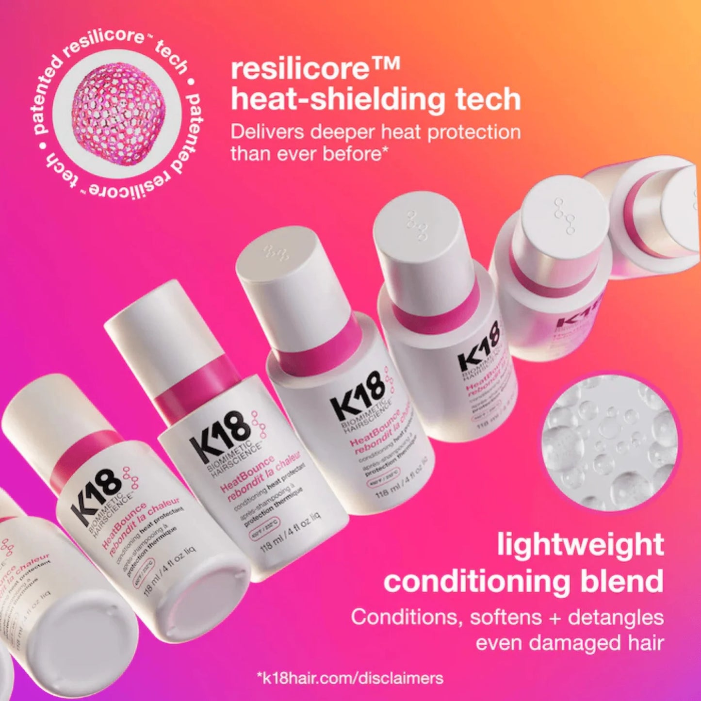 Revitalisant sans rinçage à protection thermique Heat Bounce 118 ml - K18