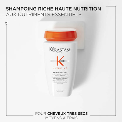 Recharge Bain Satin riche Shampoing pour cheveux très secs 500 ml Nutritive - Kérastase