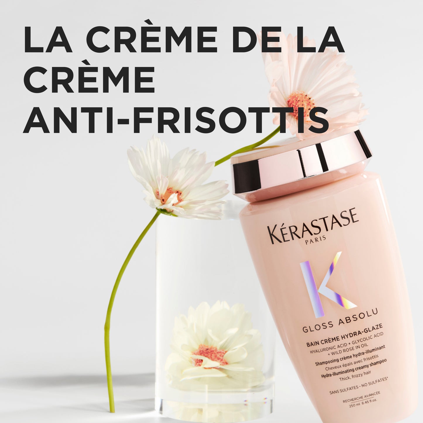 Bain Crème Hydra-Glaze Shampoing pour cheveux moyen à épais, sujet aux frisottis 250 ml Gloss Absolu - Kérastase