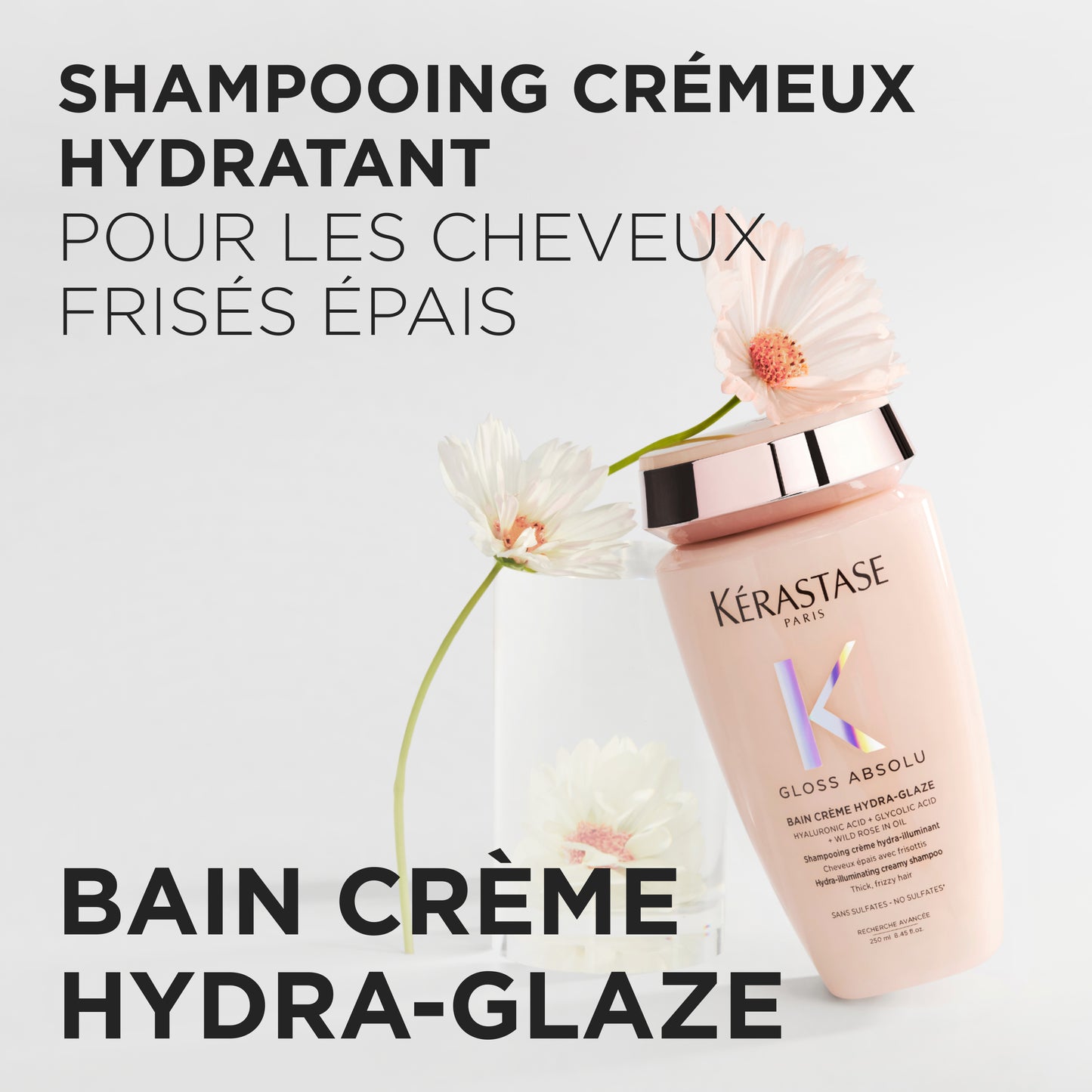 Bain Crème Hydra-Glaze Shampoing pour cheveux moyen à épais, sujet aux frisottis 250 ml Gloss Absolu - Kérastase