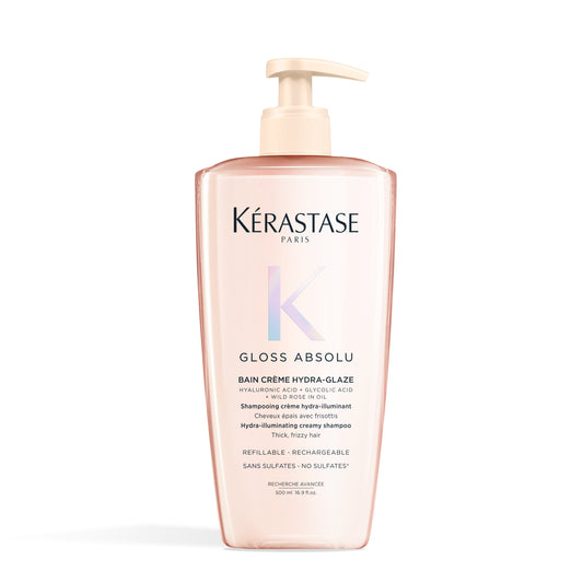 Bain Crème Hydra-Glaze Shampoing pour cheveux moyen à épais, sujet aux frisottis rechargeable  500 ml Gloss Absolu - Kérastase
