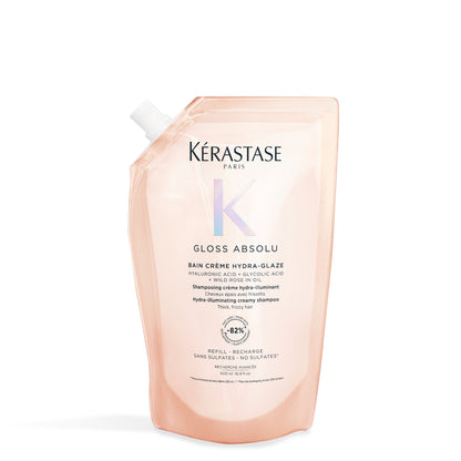 Recharge Bain Crème Hydra-Glaze Shampoing pour cheveux moyen à épais, sujet aux frisottis 500 ml Gloss Absolu - Kérastase