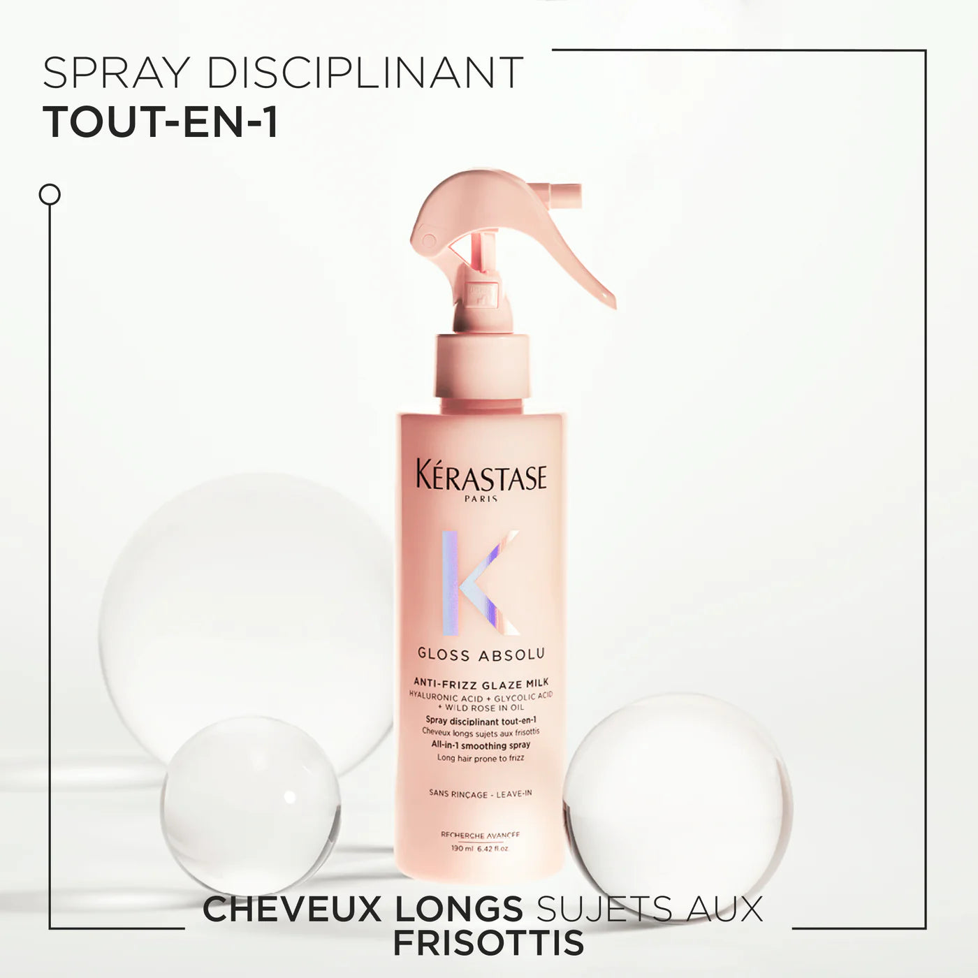 Anti-Frizz Glaze Milk Spray thermique pour cheveux longs sujet aux frisottis 190 ml Gloss Absolu - Kérastase