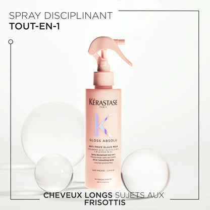 Anti-Frizz Glaze Milk Spray thermique pour cheveux longs sujet aux frisottis 190 ml Gloss Absolu - Kérastase