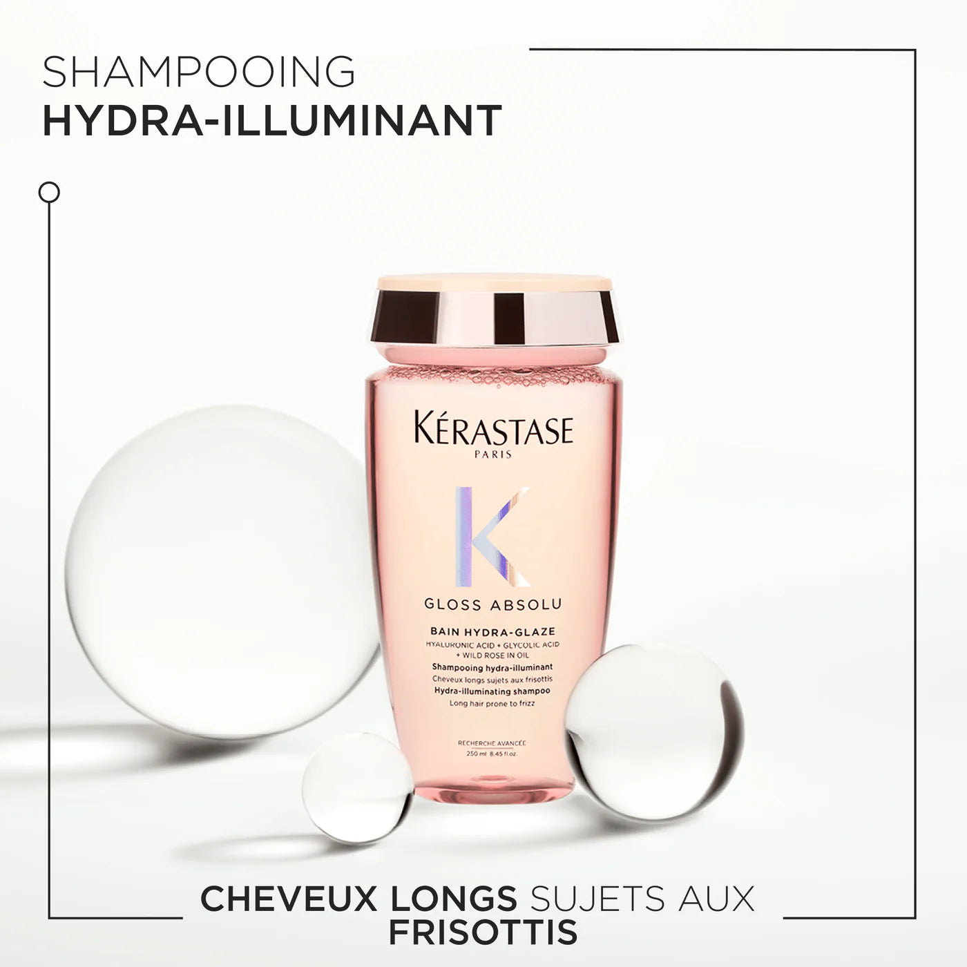 Bain Hydra-Glaze Shampoing pour cheveux longs sujet aux frisottis 250 ml Gloss Absolu - Kérastase