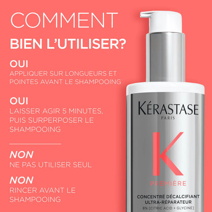 Concentré Décalcifiant Ultra-Réparateur pré-shampoing pour cheveux abîmés format voyage 45 ml Première - Kérastase